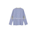 Pullover casual girocollo lavorato a maglia con retro e maniche da donna